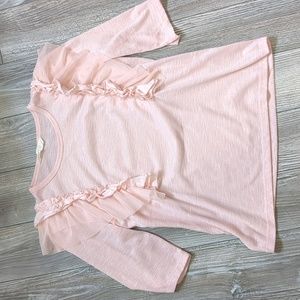 5/$25 Mango Kids Pink Shimmery Ruffle Tops 13-14